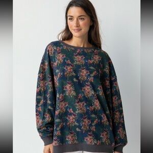 Natural Life discontinued reversible Floral oversized Sweater sweatshirt L/XL